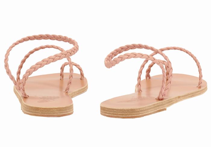 Pink Women Ancient Greek Sandals Eleftheria Leather Braided Sandals | UAK7151VC