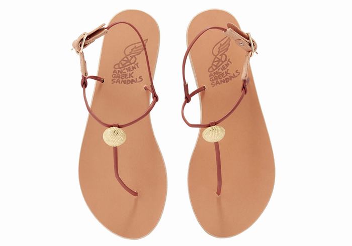 Red Women Ancient Greek Sandals Dimitra Flip Flop Back-Strap Sandals | THH994LP