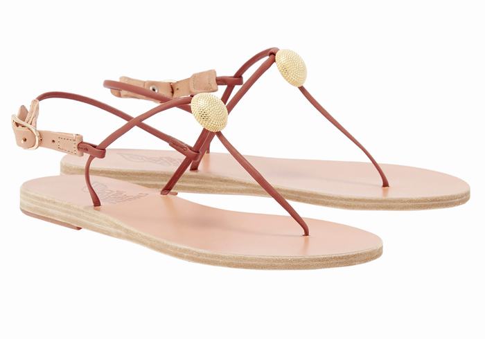 Red Women Ancient Greek Sandals Dimitra Flip Flop Back-Strap Sandals | THH994LP