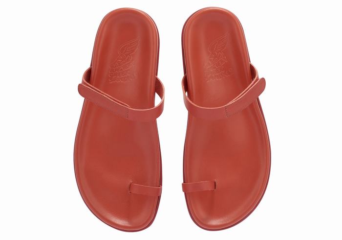 Red Women Ancient Greek Sandals Dokos Toe-Post Sandals | XSG9549KF