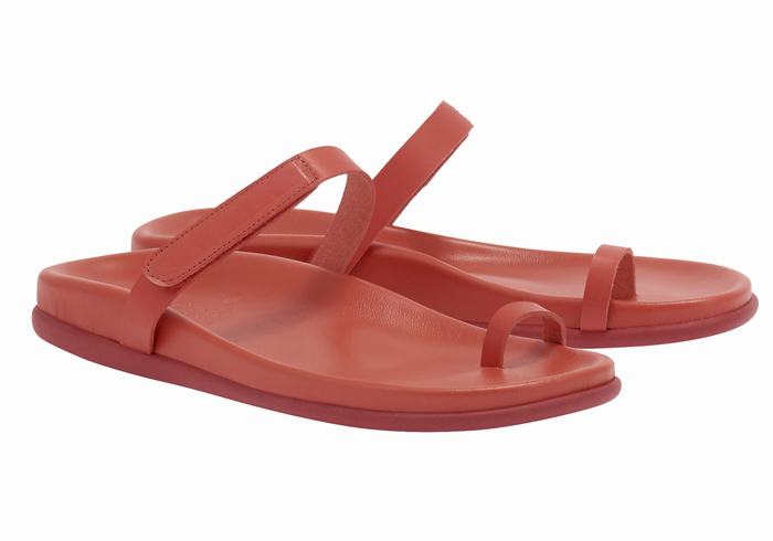 Red Women Ancient Greek Sandals Dokos Toe-Post Sandals | XSG9549KF