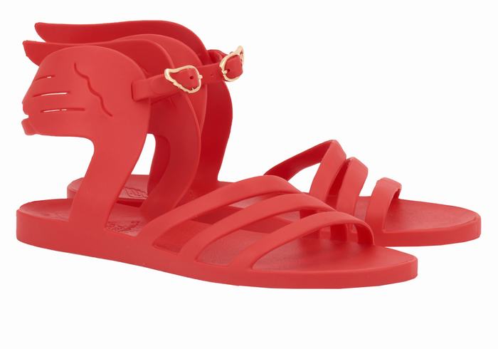 Red Women Ancient Greek Sandals Ikaria Ankle Strap Sandals | FNX2019IO