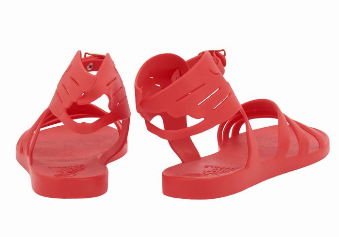 Red Women Ancient Greek Sandals Ikaria Ankle Strap Sandals | FNX2019IO