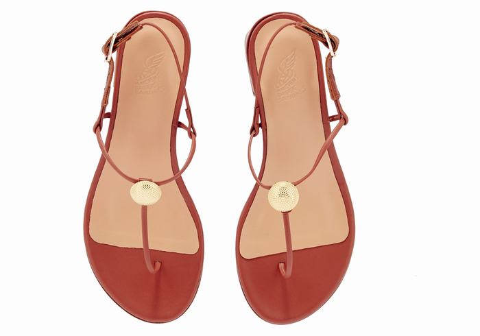 Red Women Ancient Greek Sandals Mistida Heeled Sandals | MWT649YO