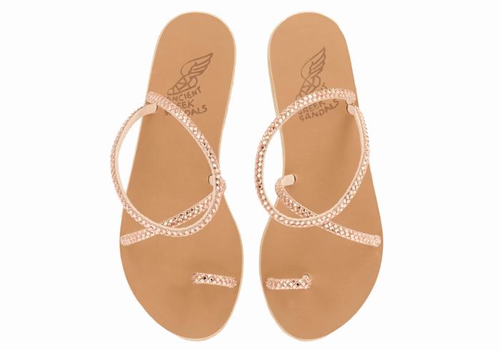 Rose Gold Women Ancient Greek Sandals Apli Eleftheria Toe-Post Sandals | RAA3387DM