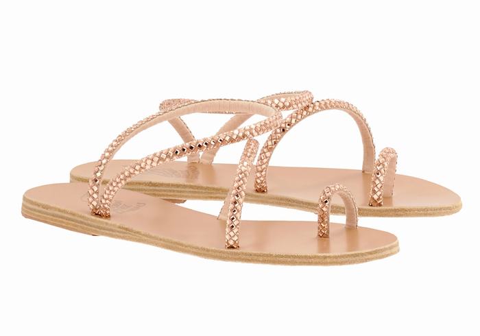 Rose Gold Women Ancient Greek Sandals Apli Eleftheria Toe-Post Sandals | RAA3387DM