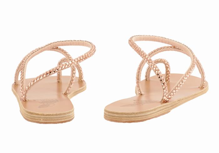 Rose Gold Women Ancient Greek Sandals Apli Eleftheria Toe-Post Sandals | RAA3387DM