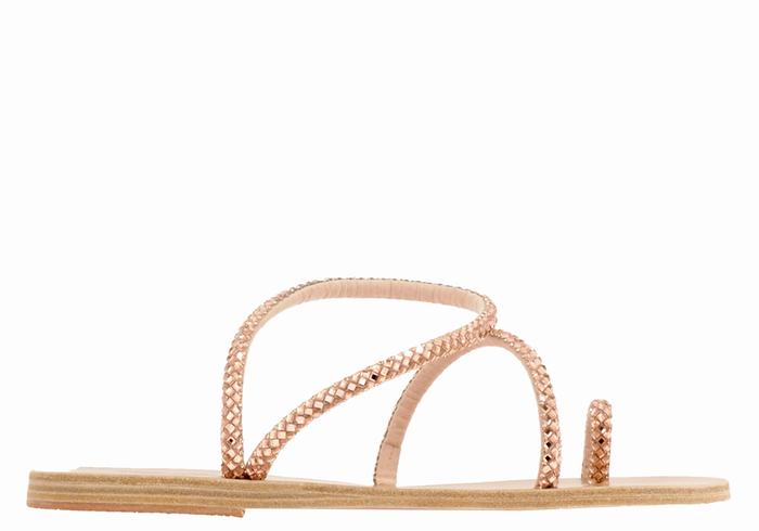 Rose Gold Women Ancient Greek Sandals Apli Eleftheria Toe-Post Sandals | RAA3387DM