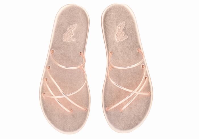 Rose Gold Women Ancient Greek Sandals Pu Slide Sandals | XTA751GC