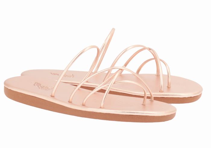 Rose Gold Women Ancient Greek Sandals Pu Slide Sandals | XTA751GC