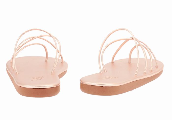 Rose Gold Women Ancient Greek Sandals Pu Slide Sandals | XTA751GC