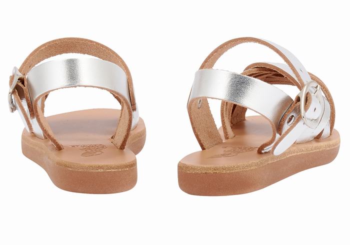 Silver Kids' Ancient Greek Sandals Little Electra Soft Flat Sandals | QYD2196FL