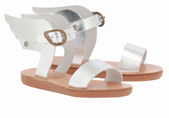 Silver Kids' Ancient Greek Sandals Little Ikaria Soft Casual Sandals | ARY1769QX