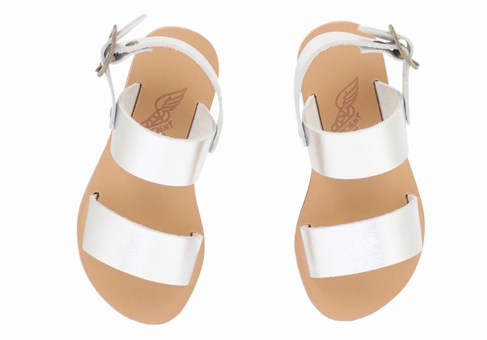 Silver Kids' Ancient Greek Sandals Little Clio Soft Casual Sandals | AXJ5380XO