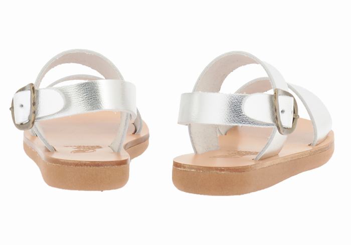 Silver Kids' Ancient Greek Sandals Little Clio Soft Casual Sandals | AXJ5380XO