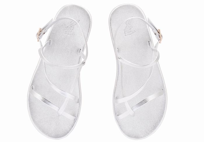 Silver Women Ancient Greek Sandals Alethea Back-Strap Sandals | EMX6280BZ