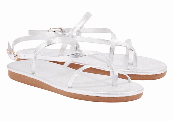 Silver Women Ancient Greek Sandals Alethea Back-Strap Sandals | EMX6280BZ