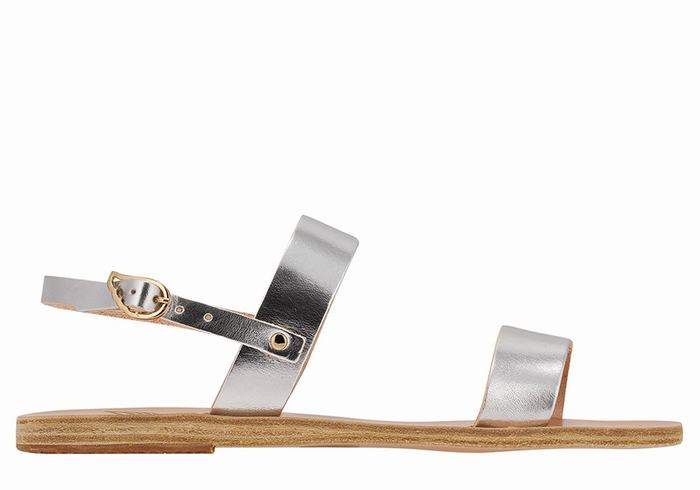 Silver Women Ancient Greek Sandals Clio Back-Strap Sandals | CXE4819CF