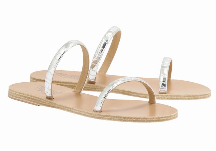 Silver Women Ancient Greek Sandals Echidna Slide Sandals | XSX3662ZY