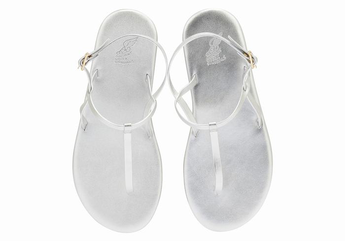 Silver Women Ancient Greek Sandals Lito Flip Flop Back-Strap Sandals | CQN8881MU