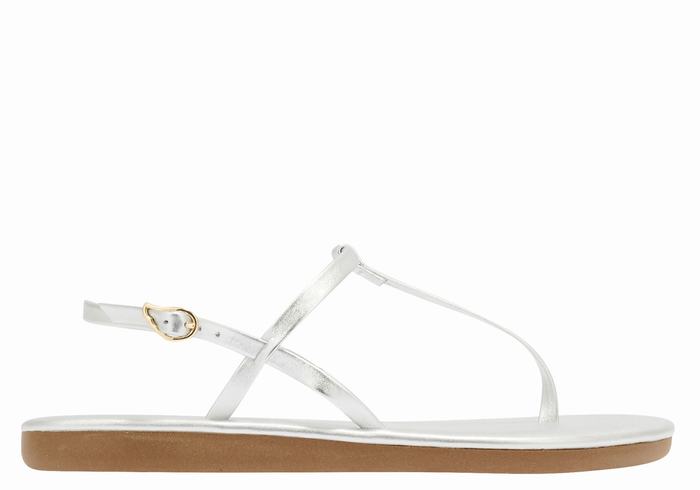 Silver Women Ancient Greek Sandals Lito Flip Flop Back-Strap Sandals | CQN8881MU