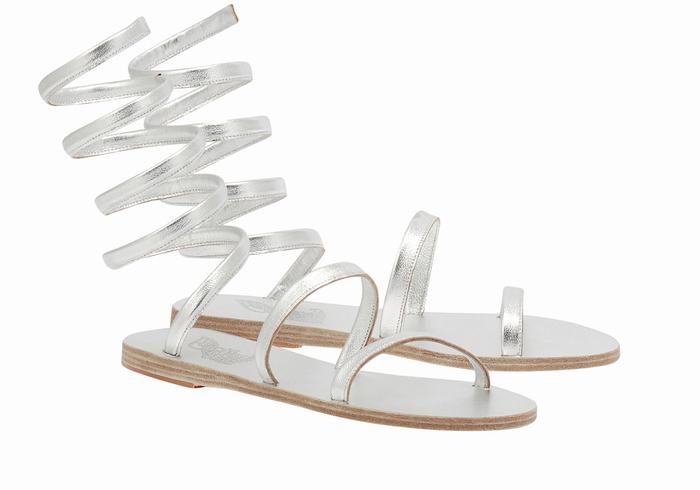 Silver Women Ancient Greek Sandals Ofis Leather Gladiator Sandals | GIT4961KS