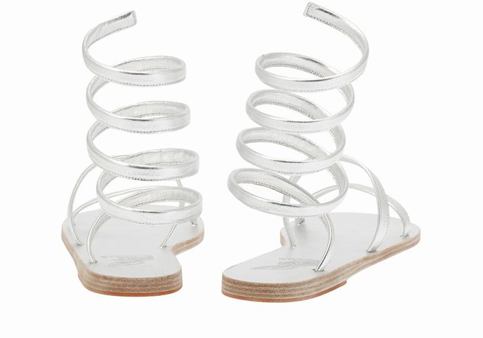 Silver Women Ancient Greek Sandals Ofis Leather Gladiator Sandals | GIT4961KS