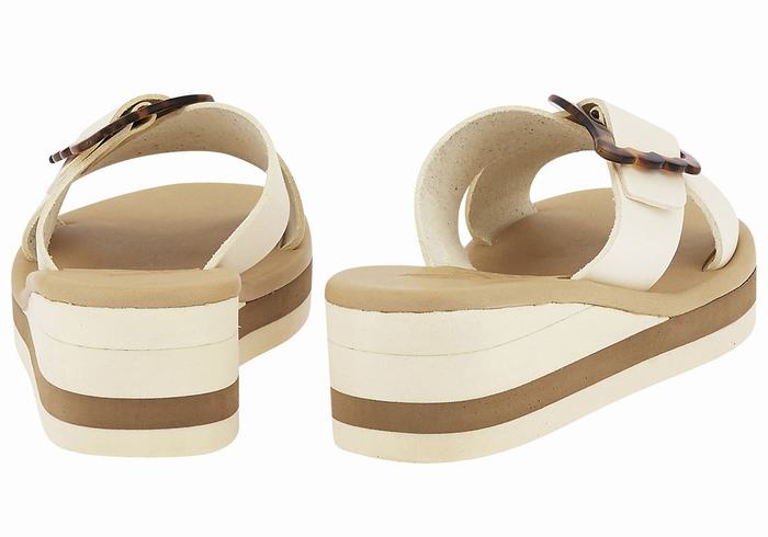 White Beige Women Ancient Greek Sandals Thais Rainbow Wedge Sandals | TNZ4370NN