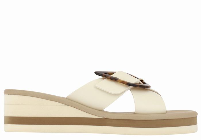 White Beige Women Ancient Greek Sandals Thais Rainbow Wedge Sandals | TNZ4370NN