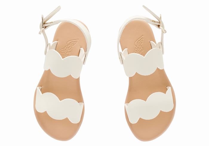 White Kids' Ancient Greek Sandals Little Koxili Soft Flat Sandals | SUA5441NV