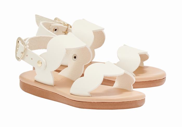 White Kids' Ancient Greek Sandals Little Koxili Soft Flat Sandals | SUA5441NV