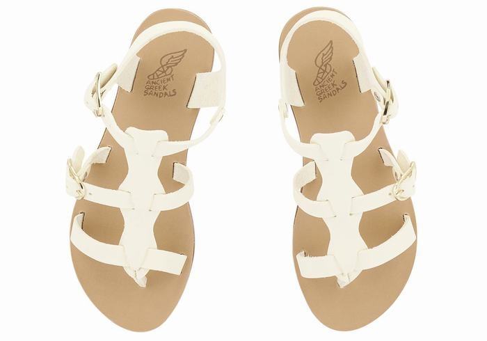 White Kids' Ancient Greek Sandals Little Grace Kelly Soft Flat Sandals | ONQ1163KX