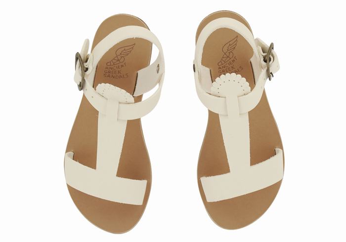 White Kids' Ancient Greek Sandals Little Amber Soft Flat Sandals | IUQ8118IV