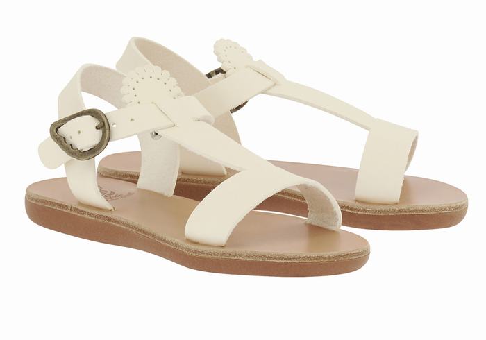 White Kids' Ancient Greek Sandals Little Amber Soft Flat Sandals | IUQ8118IV