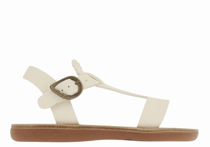 White Kids\' Ancient Greek Sandals Little Amber Soft Flat Sandals | IUQ8118IV