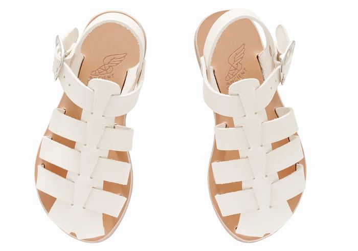 White Kids' Ancient Greek Sandals Little Ektoras Soft Fisherman Sandals | NHN2949UQ