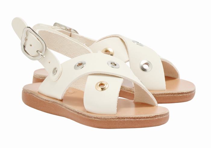 White Kids' Ancient Greek Sandals Little Maria Eyelets Soft Casual Sandals | PIO4461UY