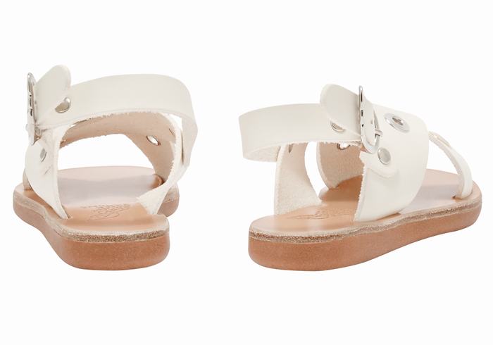 White Kids' Ancient Greek Sandals Little Maria Eyelets Soft Casual Sandals | PIO4461UY