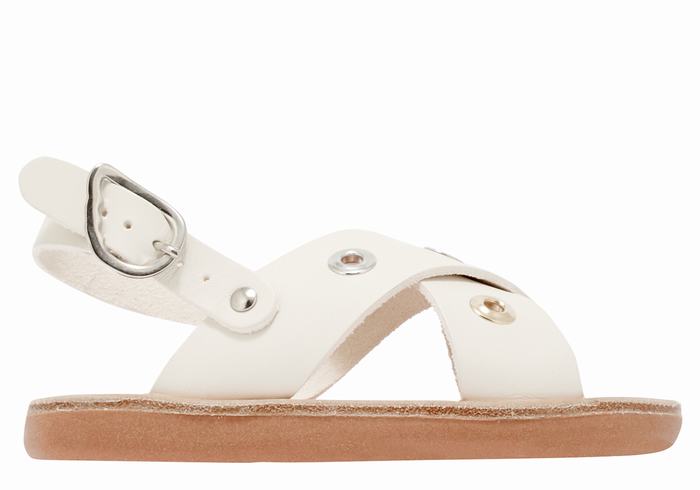 White Kids\' Ancient Greek Sandals Little Maria Eyelets Soft Casual Sandals | PIO4461UY