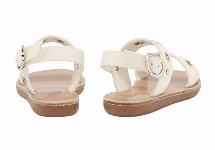 White Kids' Ancient Greek Sandals Little Clio Eyelets Soft Casual Sandals | OPW9683RJ