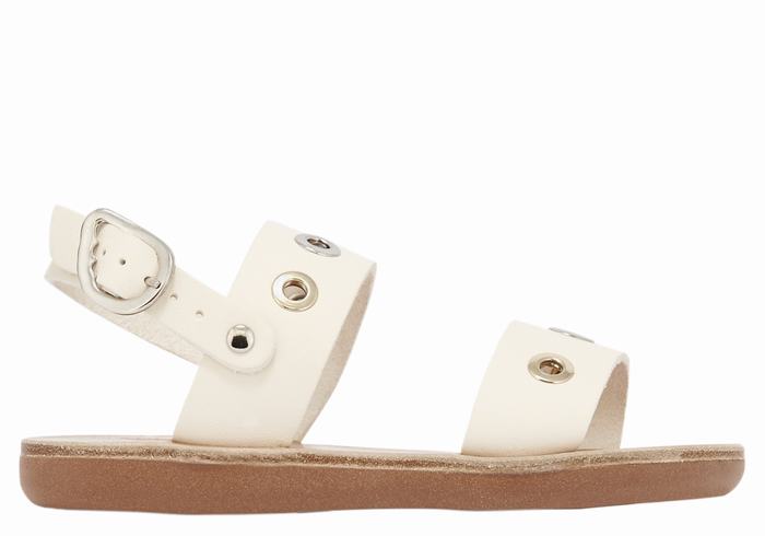 White Kids\' Ancient Greek Sandals Little Clio Eyelets Soft Casual Sandals | OPW9683RJ