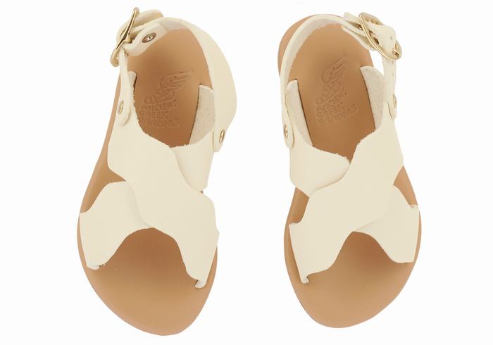 White Kids' Ancient Greek Sandals Little Atokos Soft Casual Sandals | RUE2390QX