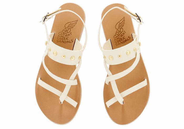 White Women Ancient Greek Sandals Alethea Bee Back-Strap Sandals | WCX4375RR