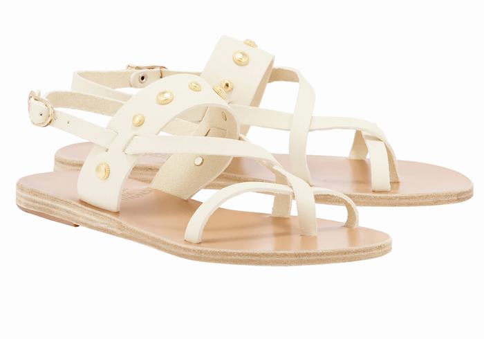 White Women Ancient Greek Sandals Alethea Bee Back-Strap Sandals | WCX4375RR