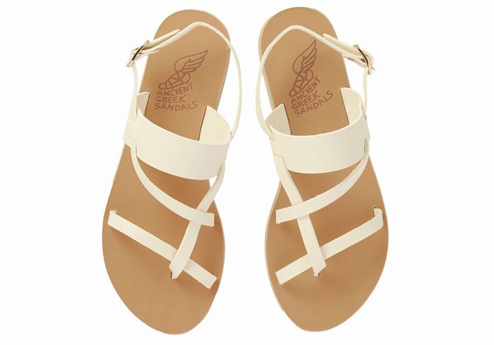 White Women Ancient Greek Sandals Alethea Leather Back-Strap Sandals | WWA8282ZM