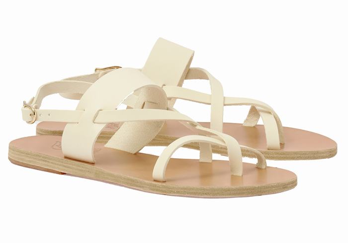 White Women Ancient Greek Sandals Alethea Leather Back-Strap Sandals | WWA8282ZM