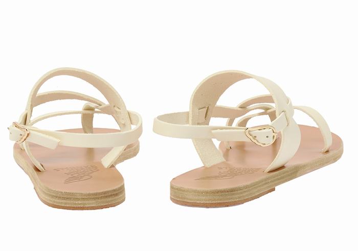 White Women Ancient Greek Sandals Alethea Leather Back-Strap Sandals | WWA8282ZM