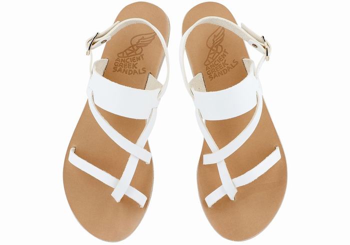 White Women Ancient Greek Sandals Alethea Leather Back-Strap Sandals | HTR8148ER