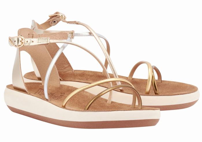 White Women Ancient Greek Sandals Anastasia Comfort Ankle Strap Sandals | SKL8019YN