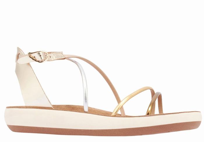 White Women Ancient Greek Sandals Anastasia Comfort Ankle Strap Sandals | SKL8019YN